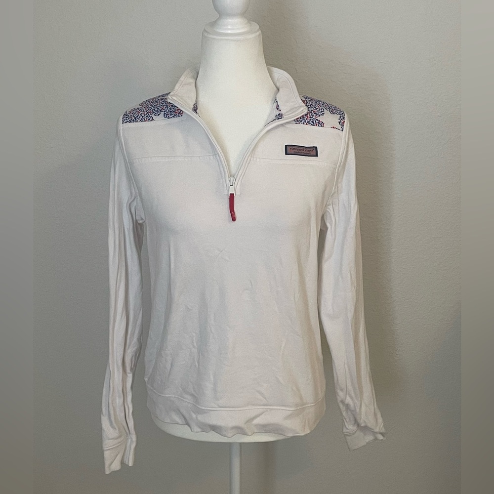 🏷️Vineyard Vines Girl’s Quarter Zip Up | Red White Blue and Stars Pattern